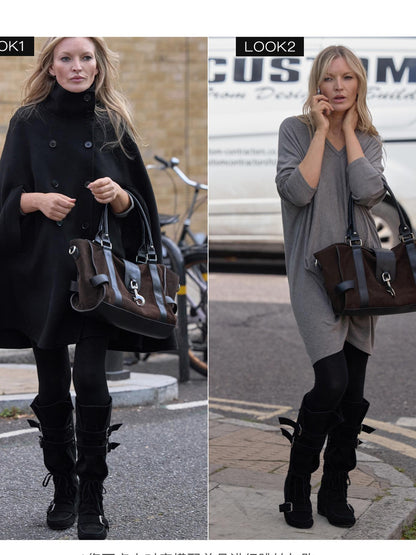 LYUOCHENG Suede Spliced Synthetic Leather Women&