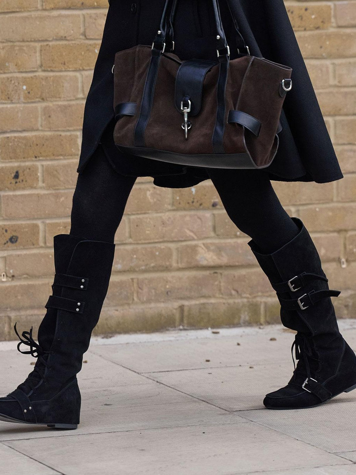 LYUOCHENG Suede Spliced Synthetic Leather Women&