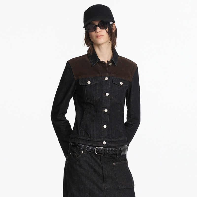 LYUOCHENG_Suede_Trimmed_Denim_Jacket_In_Vintage_Black_MISSTT