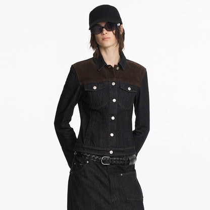 LYUOCHENG_Suede_Trimmed_Denim_Jacket_In_Vintage_Black_MISSTT