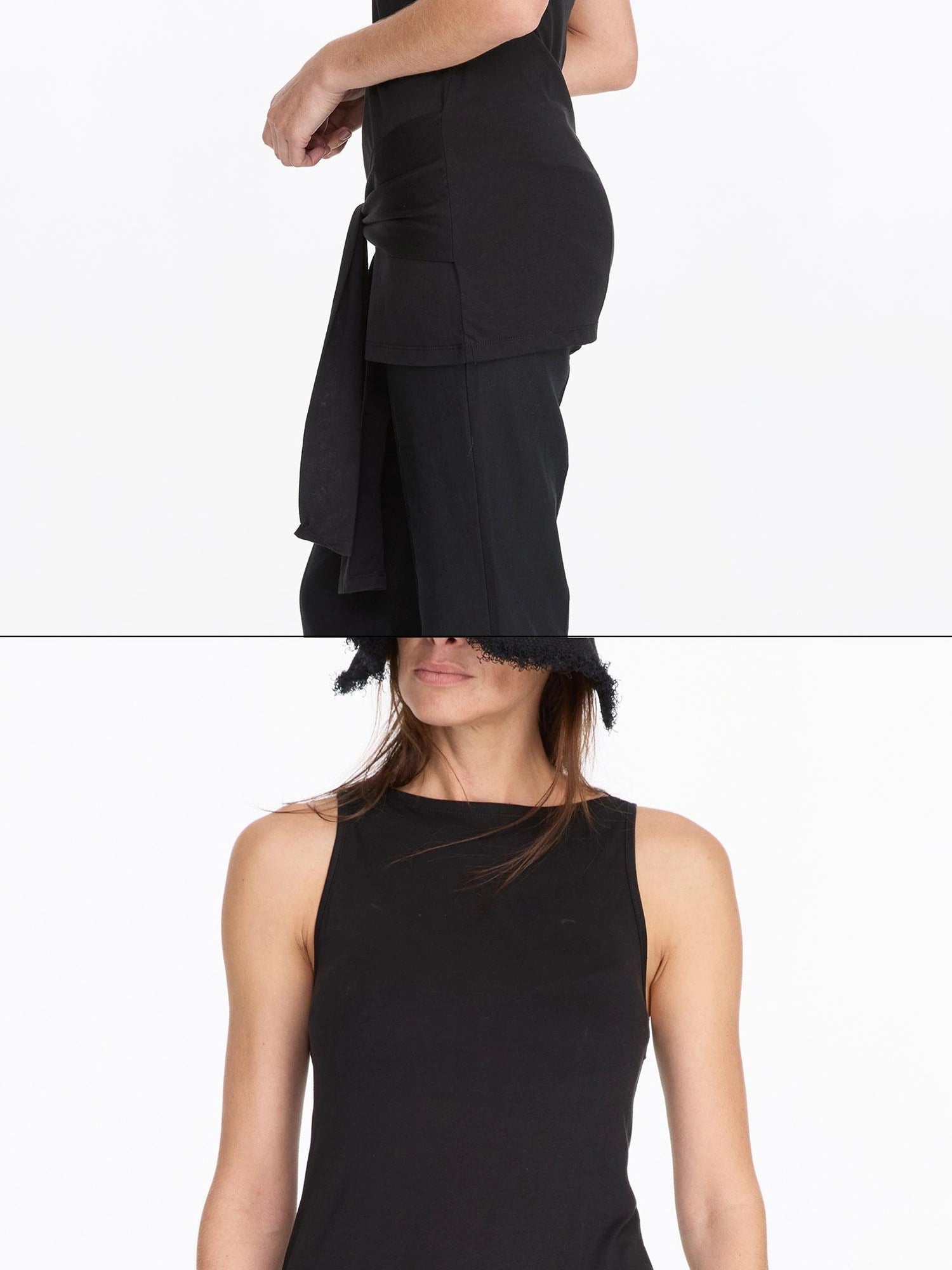 LYUOCHENG Summer Tencel Sleeveless Tie Waist Top