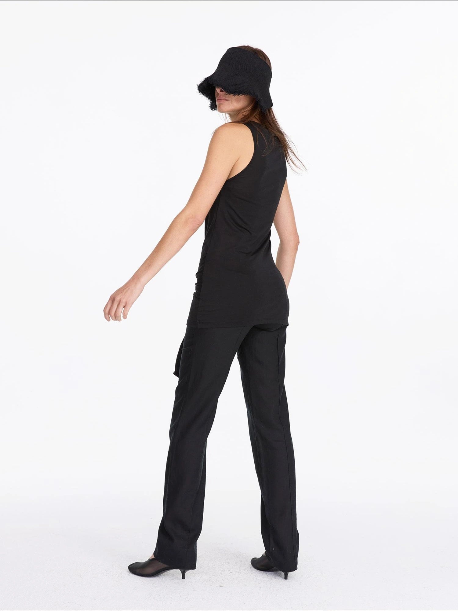 LYUOCHENG Summer Tencel Sleeveless Tie Waist Top