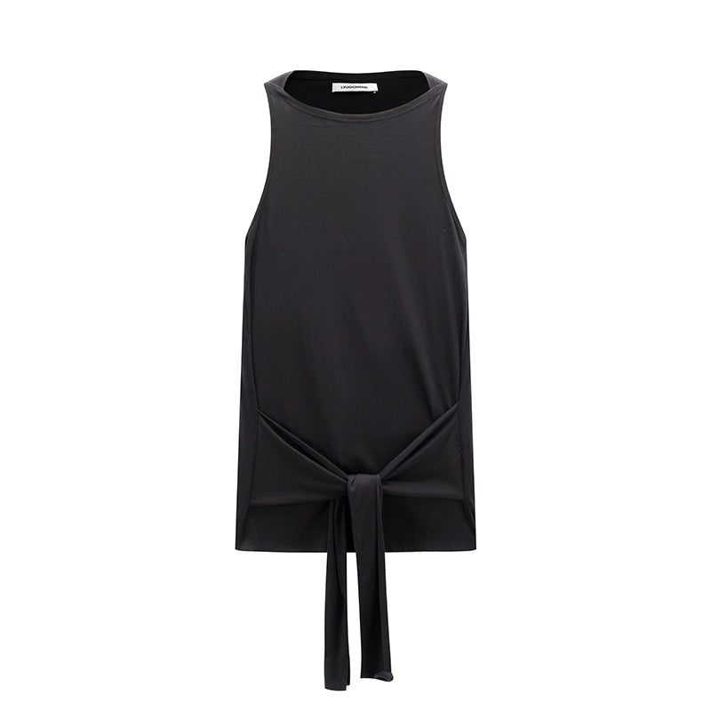 LYUOCHENG_Summer_Tencel_Sleeveless_Tie_Waist_Top_MISSTT