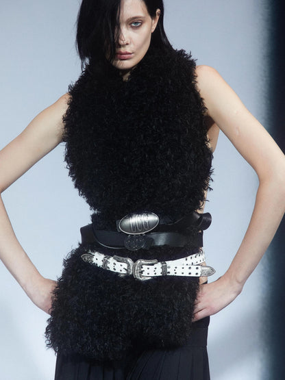 Teddy Plush Long Black Scarf
