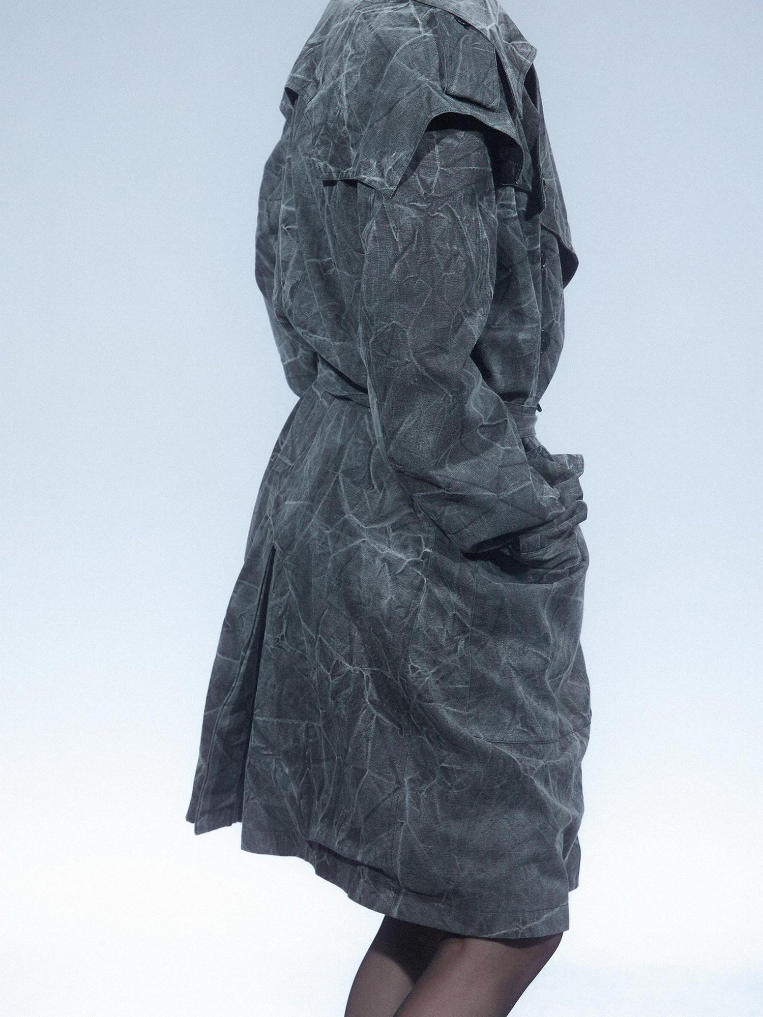 LYUOCHENG Textured Double Breasted Mid Length Notched Lapel Women&