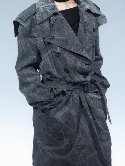 LYUOCHENG Textured Double Breasted Mid Length Notched Lapel Women&
