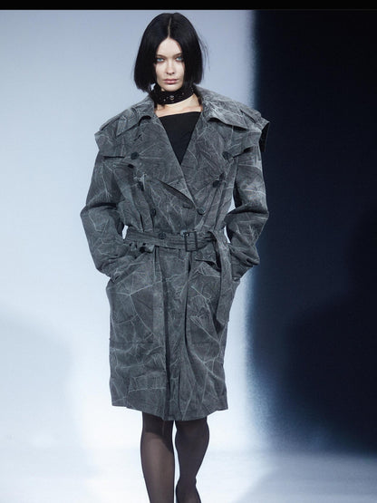 LYUOCHENG Textured Double Breasted Mid Length Notched Lapel Women&