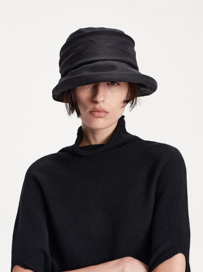 LYUOCHENG Textured Pleated Wide Brim Bucket Women&