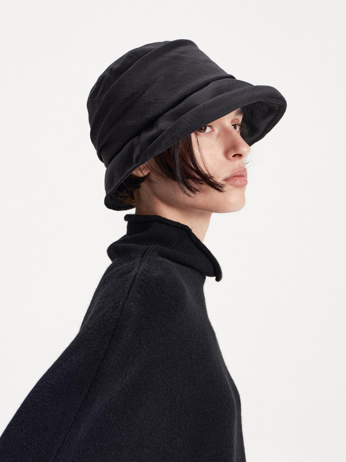 LYUOCHENG Textured Pleated Wide Brim Bucket Women&