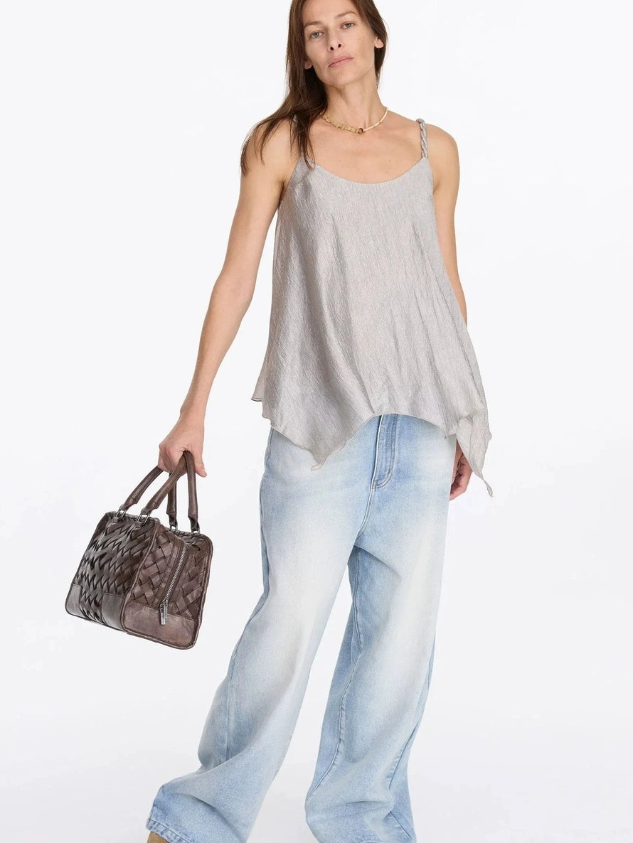 LYUOCHENG Twisted Neck Champagne Acetate Camisole