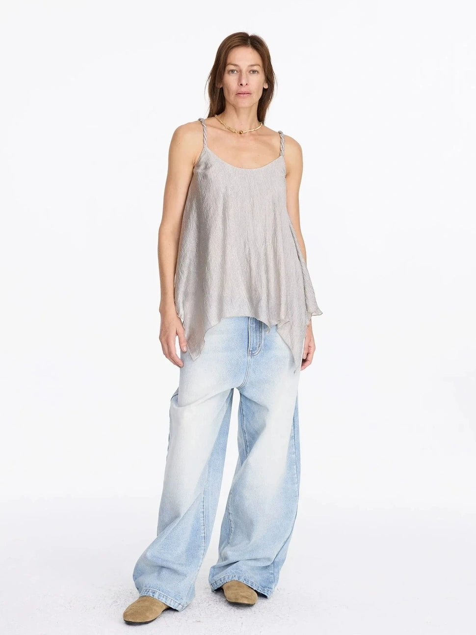 LYUOCHENG Twisted Neck Champagne Acetate Camisole