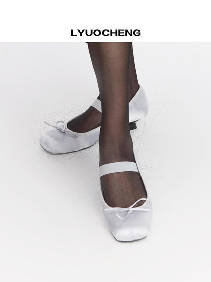 LYUOCHENG Two Tone Ballet Mary Jane Flat Shoes