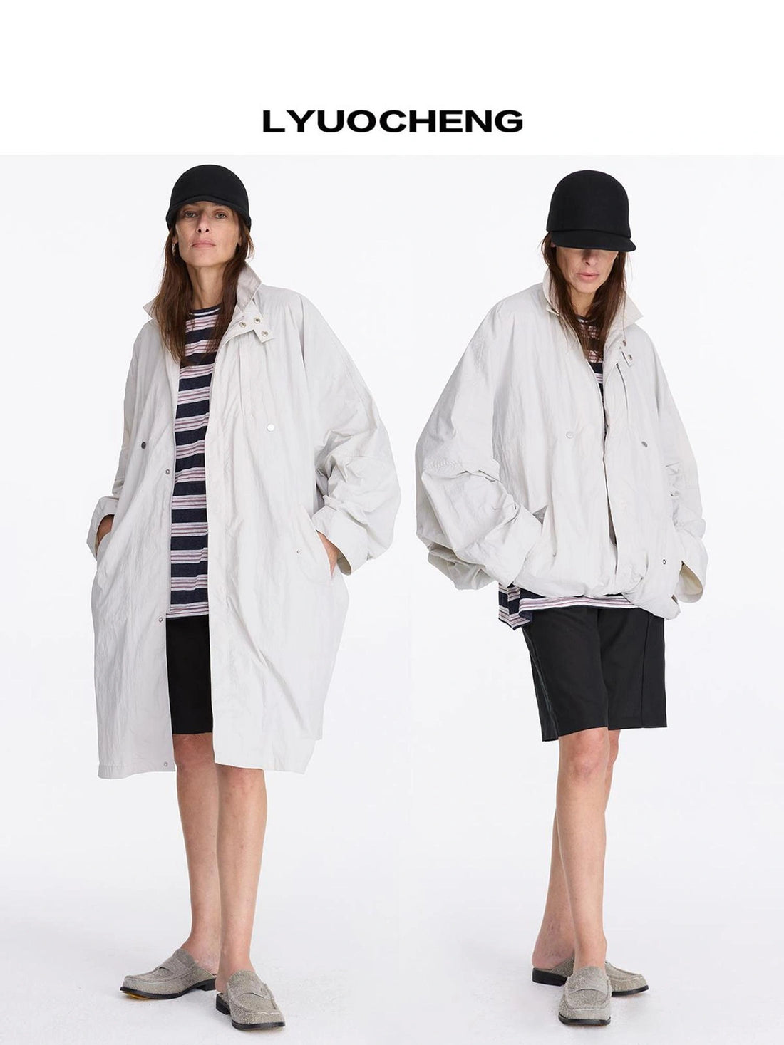 Two Way Convertible Nylon Trench Coat