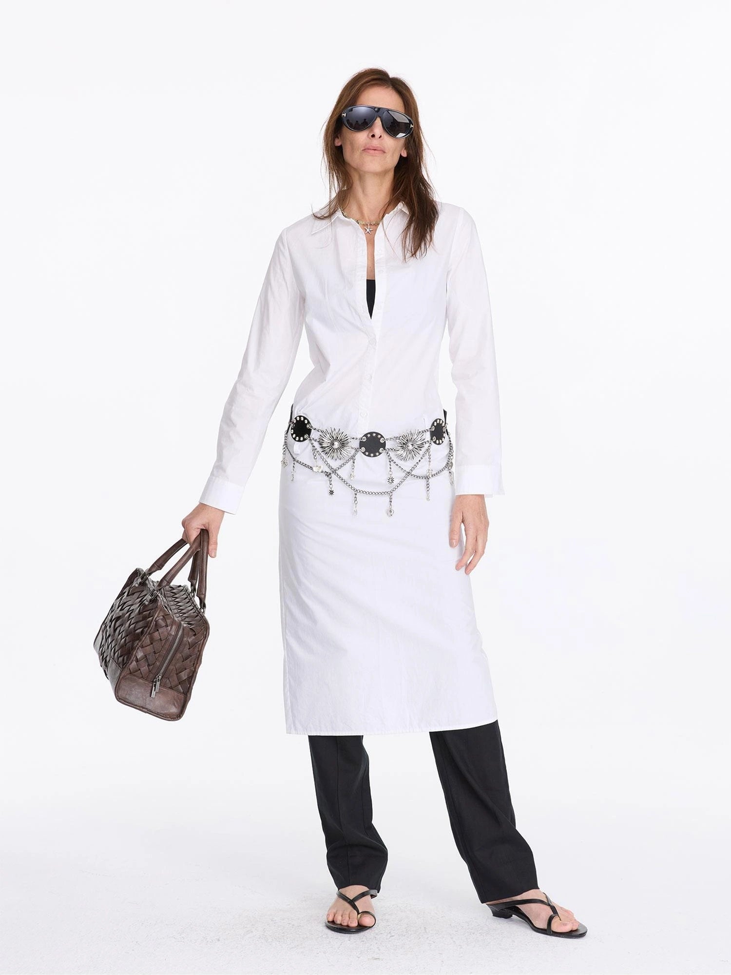 LYUOCHENG V-Neck Long Sleeve Slim Fit Irregular Cool Touch Shirt Dress