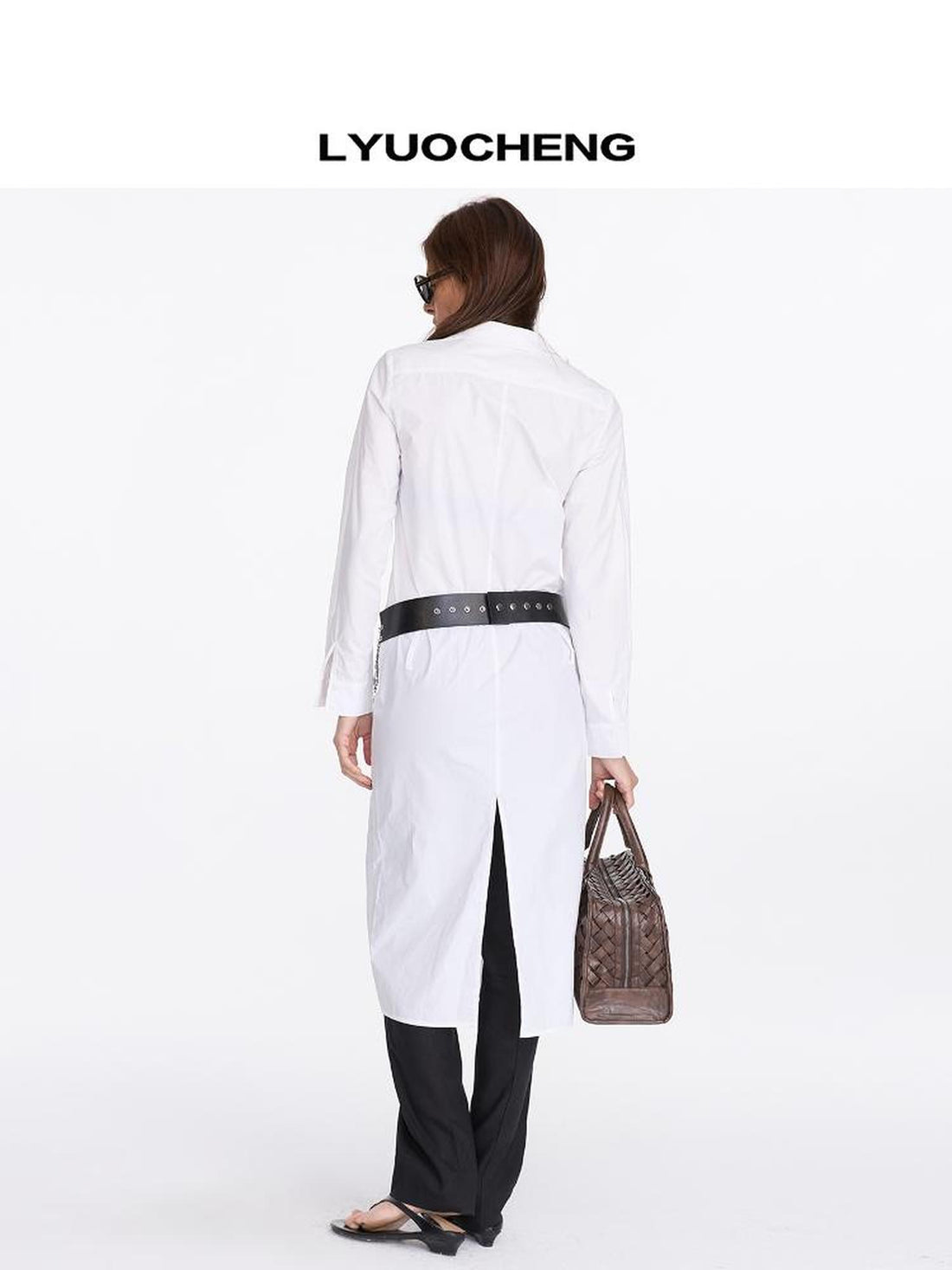 V-Neck Long Sleeve Slim Fit Irregular Cool Touch Shirt Dress