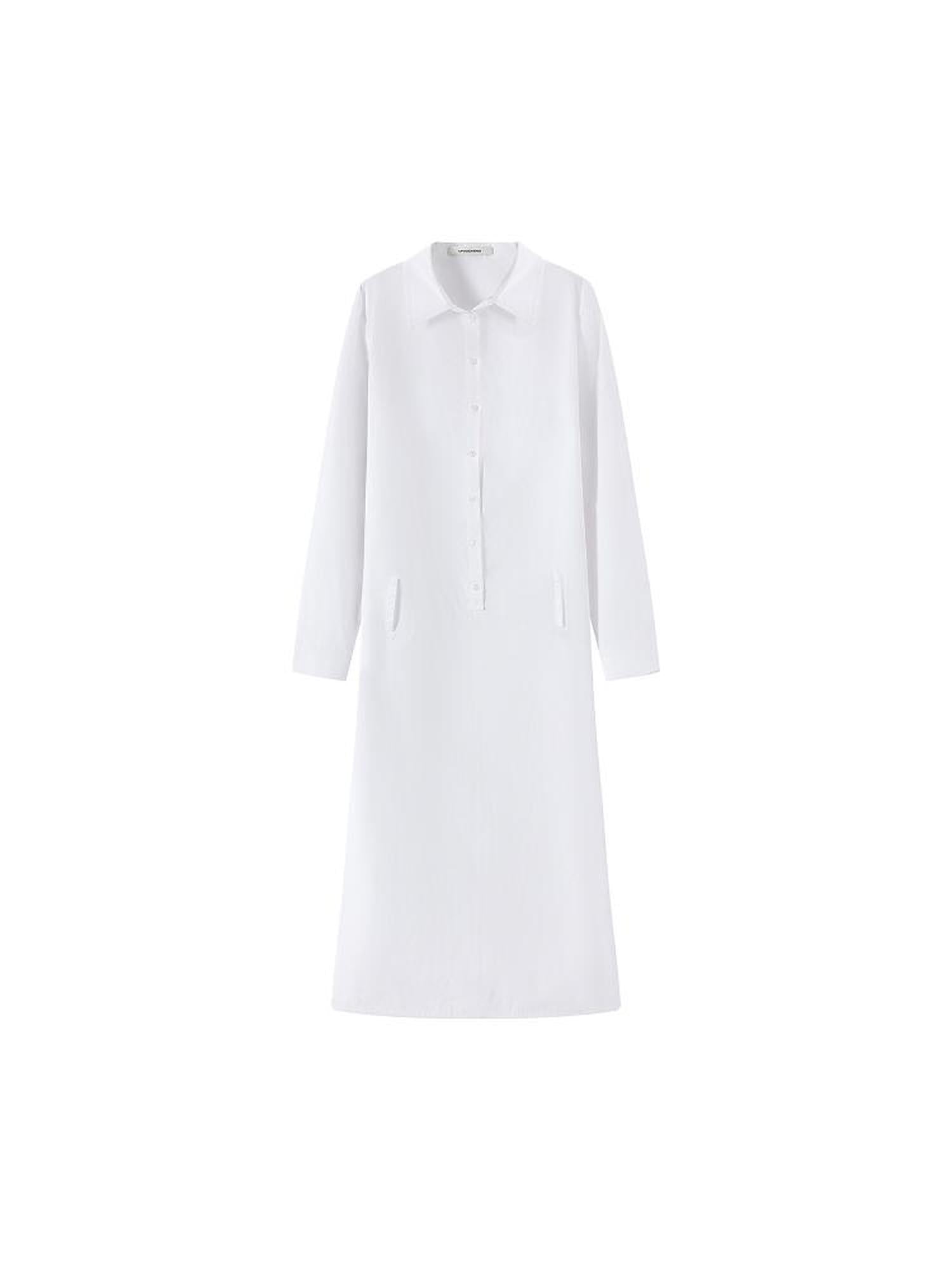 LYUOCHENG V-Neck Long Sleeve Slim Fit Irregular Cool Touch Shirt Dress