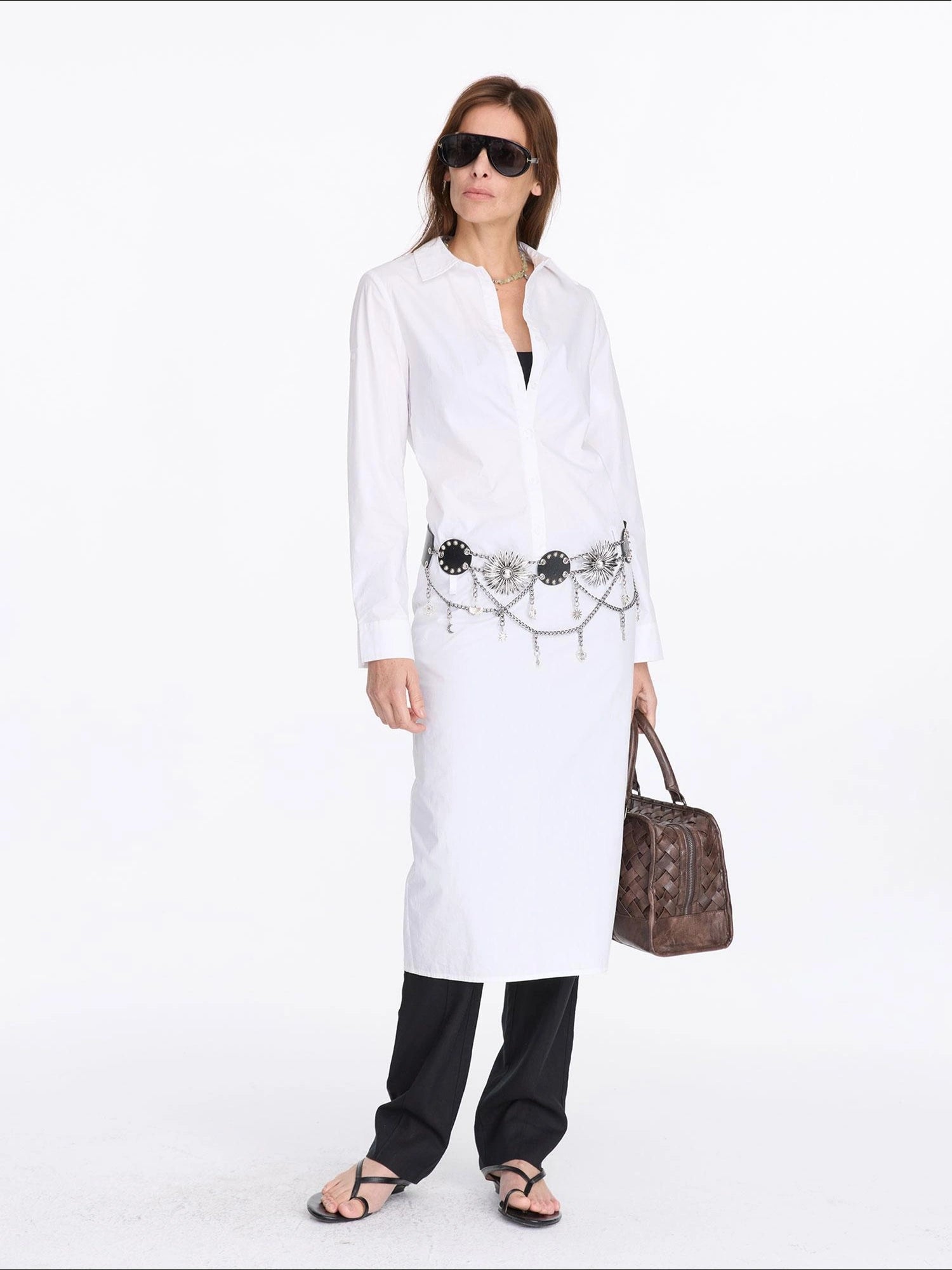 V-Neck Long Sleeve Slim Fit Irregular Cool Touch Shirt Dress