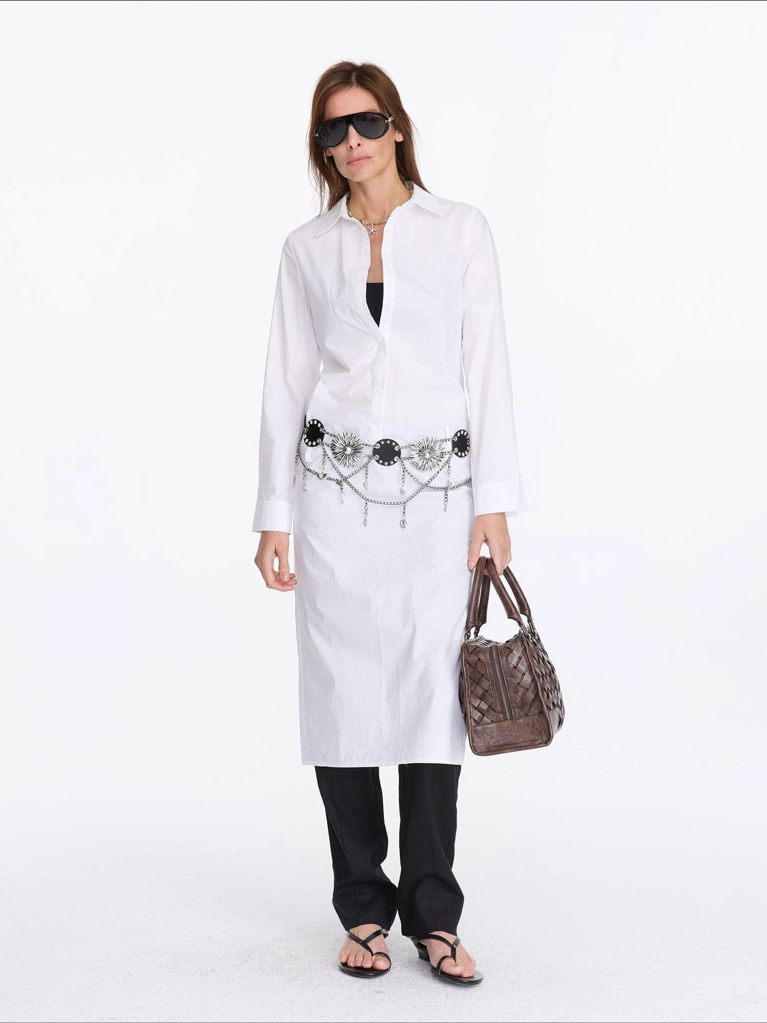LYUOCHENG V-Neck Long Sleeve Slim Fit Irregular Cool Touch Shirt Dress