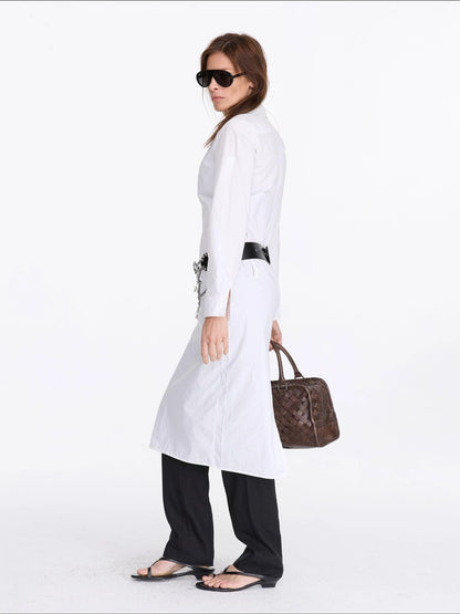 V-Neck Long Sleeve Slim Fit Irregular Cool Touch Shirt Dress