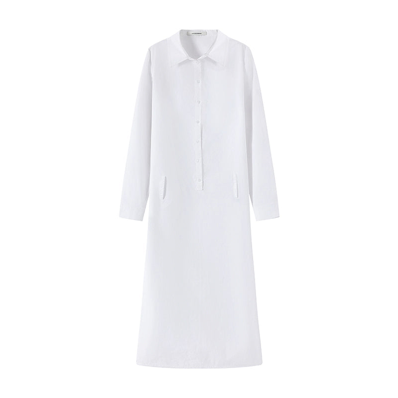 LYUOCHENG_V-Neck_Long_Sleeve_Slim_Fit_Irregular_Cool_Touch_Shirt_Dress_MISSTT