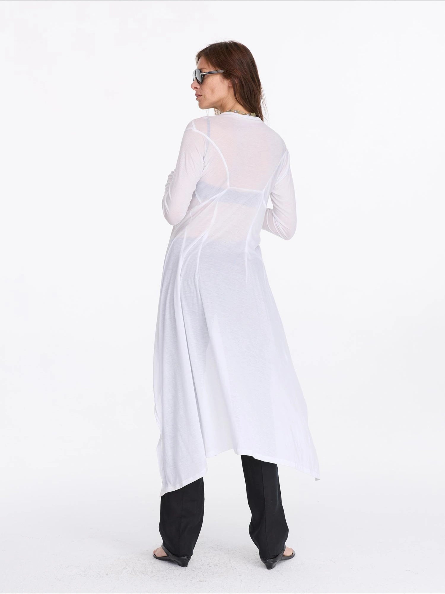 V-Neck Long Sleeve Slim Irregular Cooling Dress