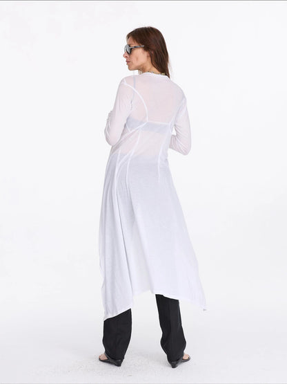 LYUOCHENG V-Neck Long Sleeve Slim Irregular Cooling Dress
