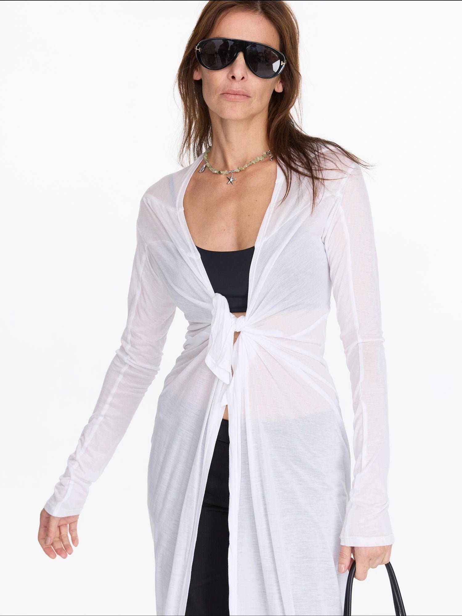LYUOCHENG V-Neck Long Sleeve Slim Irregular Cooling Dress