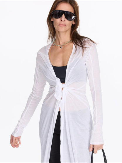 LYUOCHENG V-Neck Long Sleeve Slim Irregular Cooling Dress