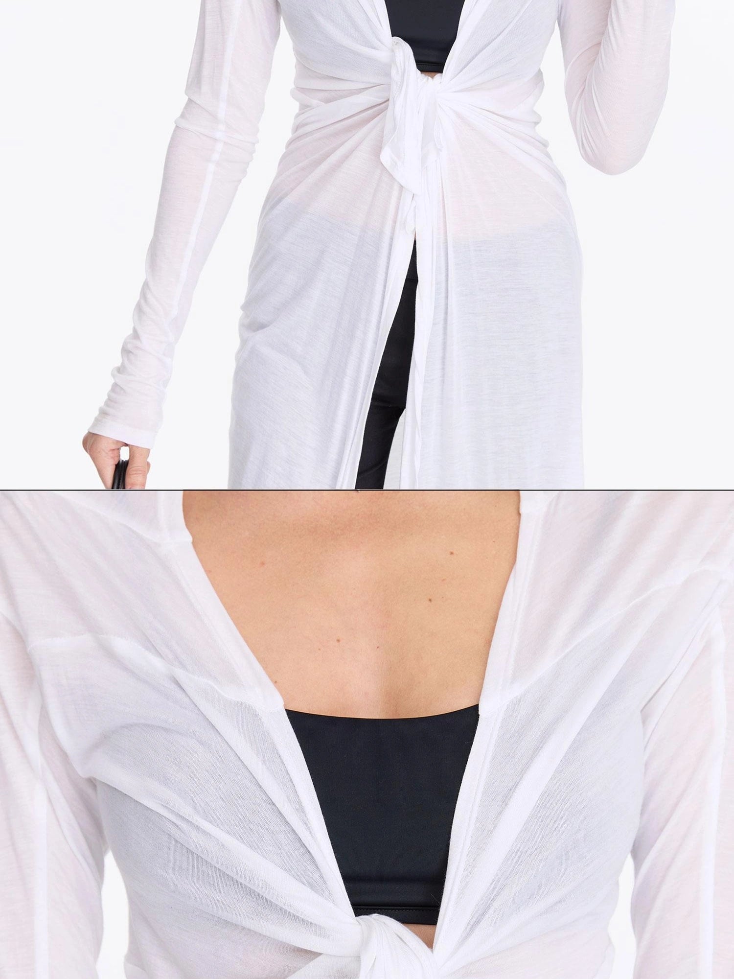 LYUOCHENG V-Neck Long Sleeve Slim Irregular Cooling Dress