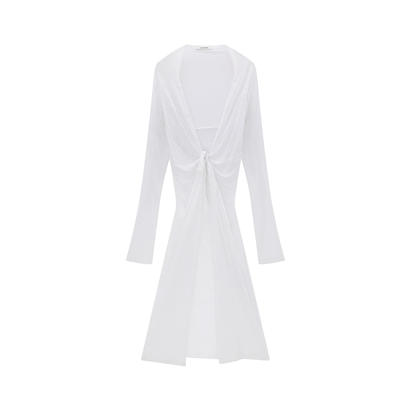 LYUOCHENG_V-Neck_Long_Sleeve_Slim_Irregular_Cooling_Dress_MISSTT