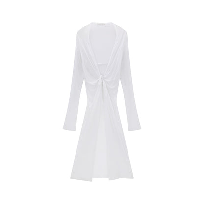 LYUOCHENG_V-Neck_Long_Sleeve_Slim_Irregular_Cooling_Dress_MISSTT