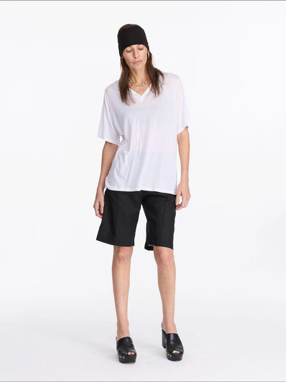 LYUOCHENG V-Neck Loose Tee With Cooling Tencel Blend
