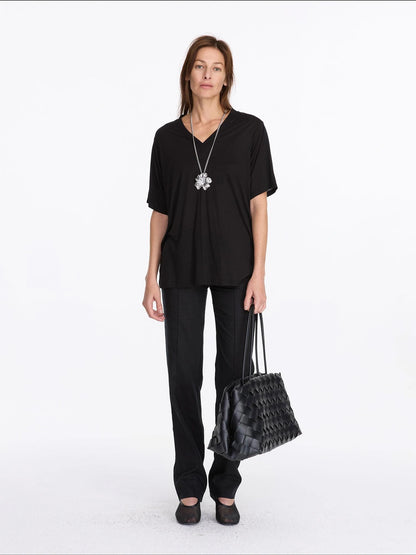 LYUOCHENG V-Neck Loose Tee With Cooling Tencel Blend