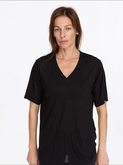 LYUOCHENG V-Neck Loose Tee With Cooling Tencel Blend