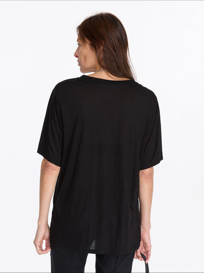LYUOCHENG V-Neck Loose Tee With Cooling Tencel Blend