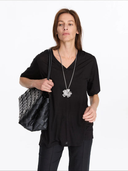 LYUOCHENG V-Neck Loose Tee With Cooling Tencel Blend