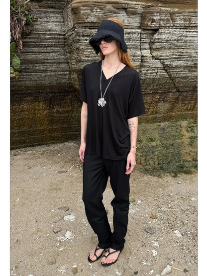 V-Neck Loose Tee With Cooling Tencel Blend