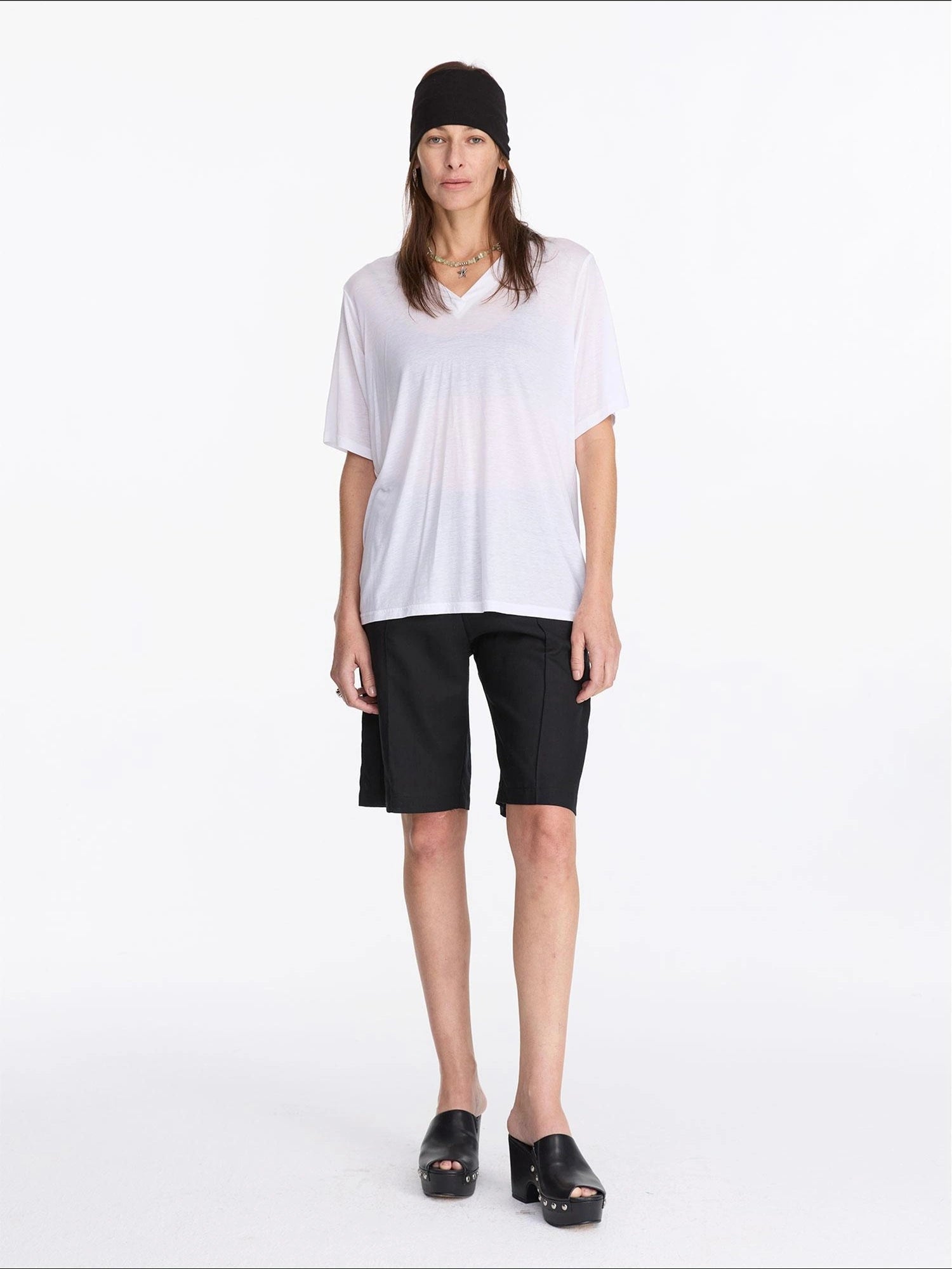 LYUOCHENG V-Neck Loose Tee With Cooling Tencel Blend