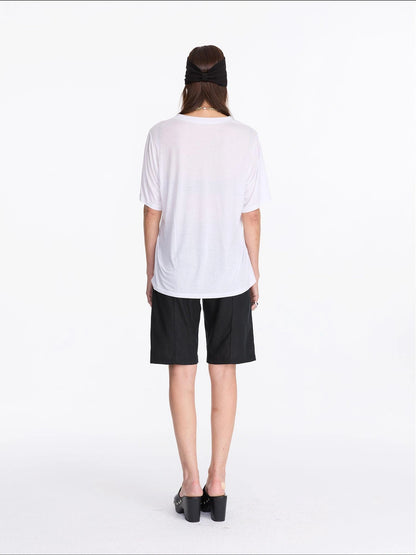 LYUOCHENG V-Neck Loose Tee With Cooling Tencel Blend
