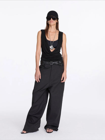 LYUOCHENG V-Neck Pleated Tank Top In Tencel