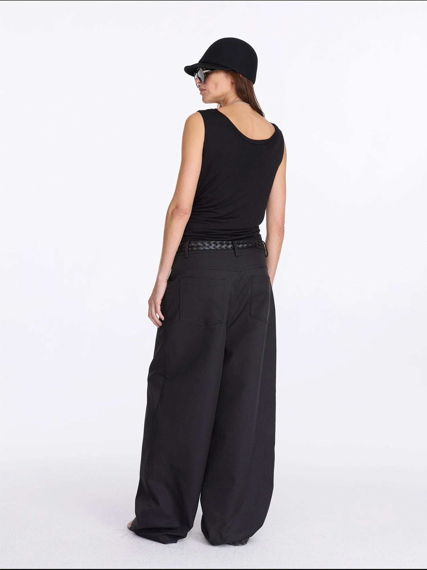 LYUOCHENG V-Neck Pleated Tank Top In Tencel