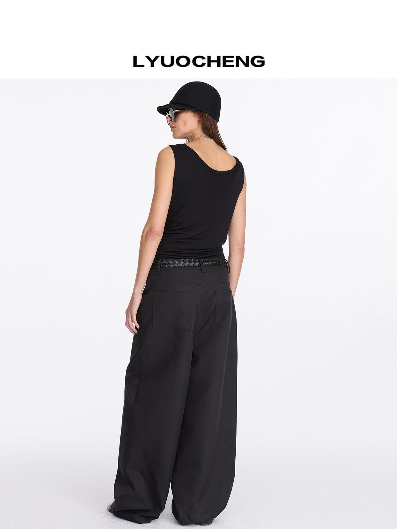 LYUOCHENG V-Neck Pleated Tank Top In Tencel