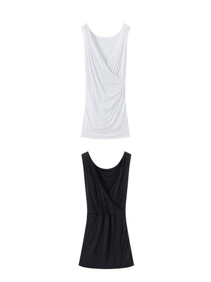 LYUOCHENG V-Neck Pleated Tank Top In Tencel