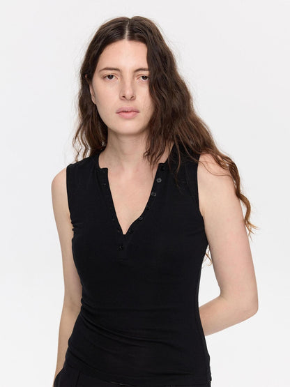 LYUOCHENG V-neck Buttons Racerback Slim Plain Knit Women&