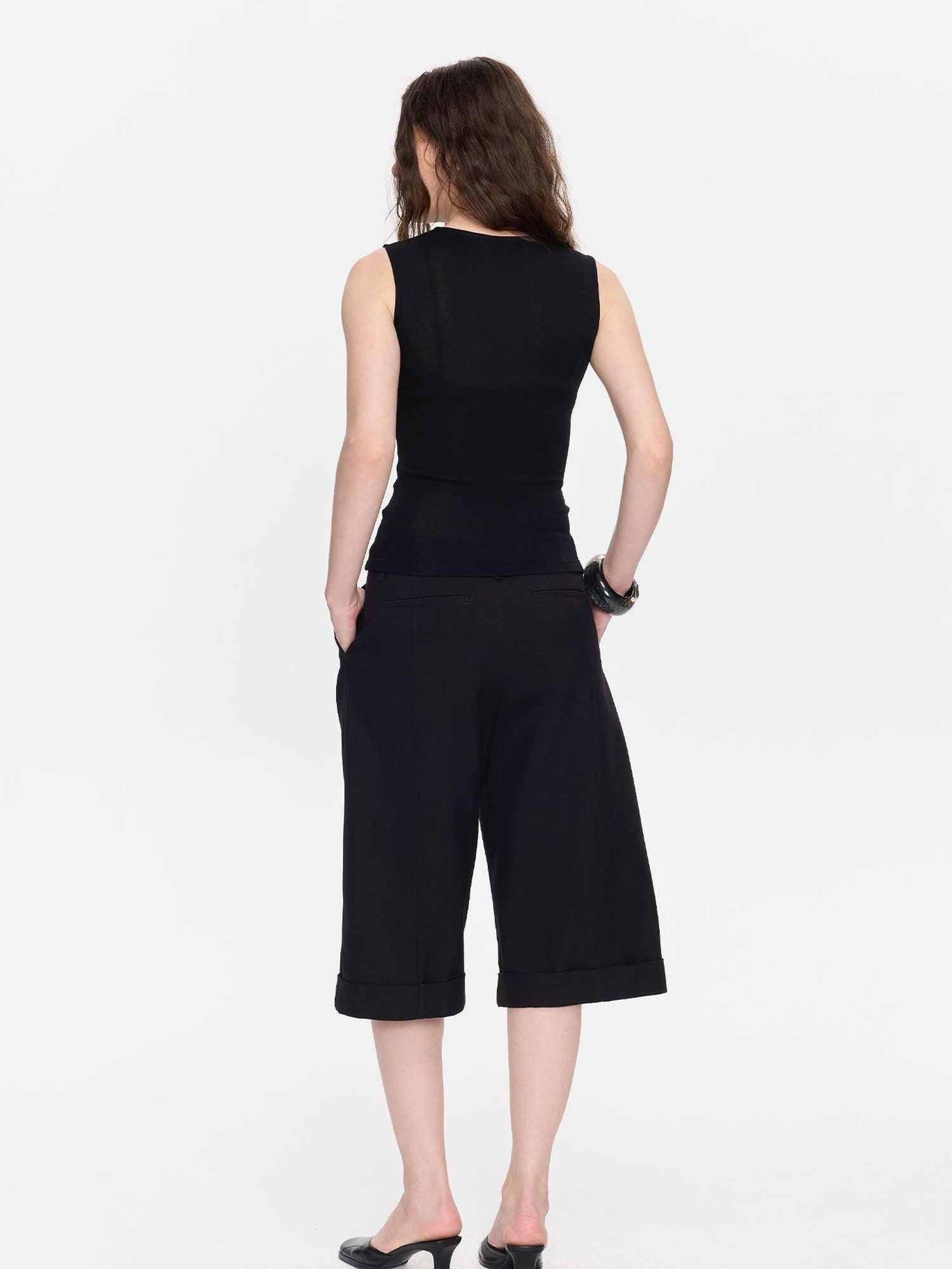 LYUOCHENG V-neck Buttons Racerback Slim Plain Knit Women&
