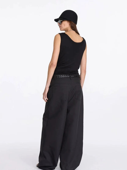 LYUOCHENG V-neck Pleated Tencel Vest