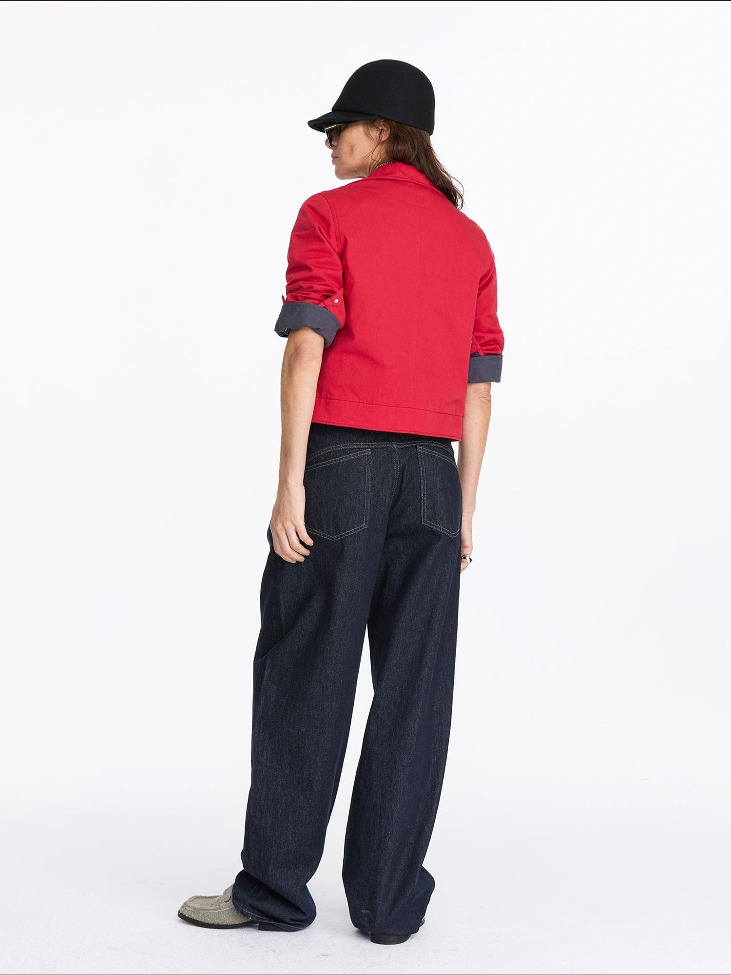 LYUOCHENG Vintage Aluminum Wire Trim Denim Jacket