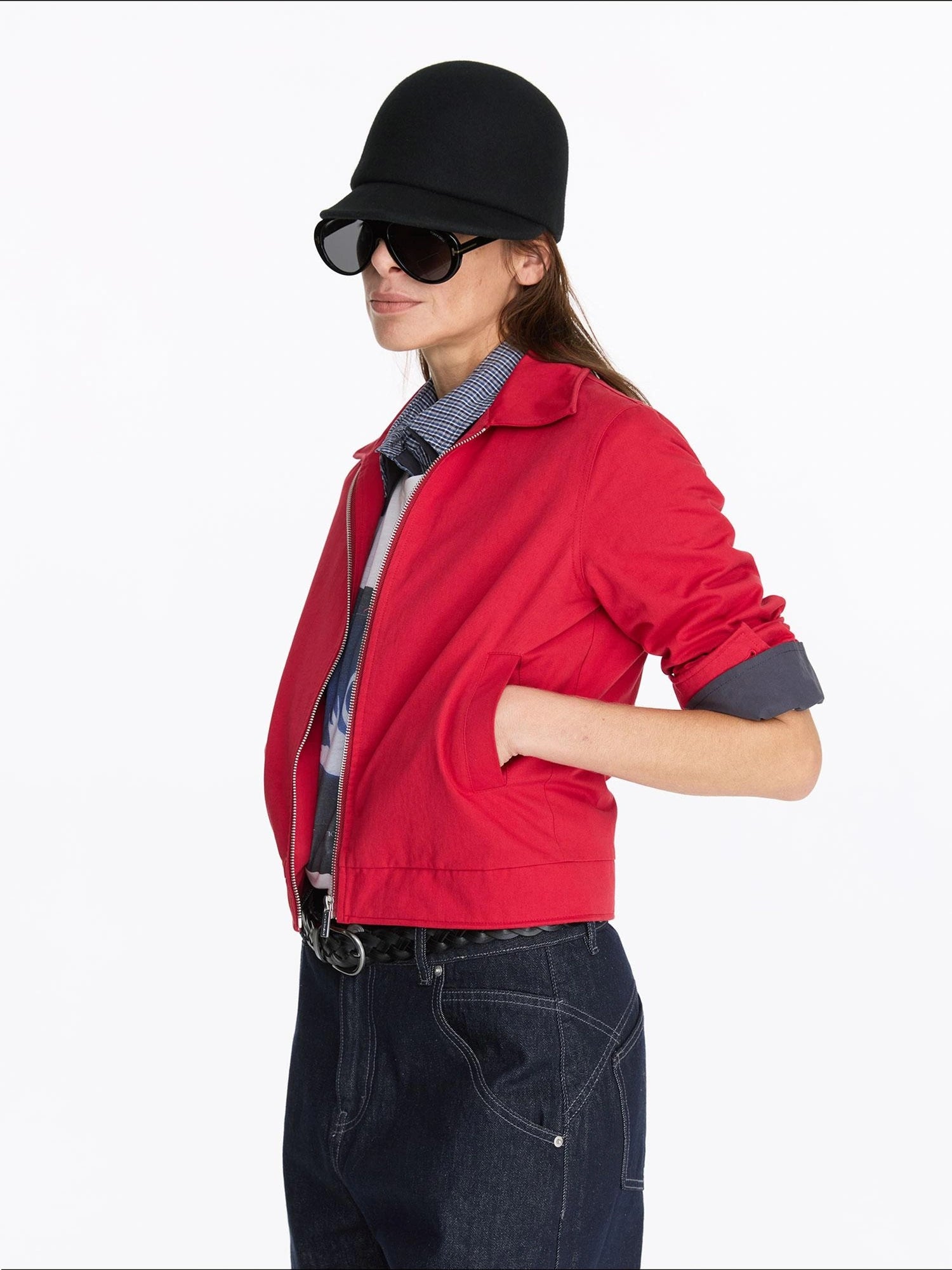 LYUOCHENG Vintage Aluminum Wire Trim Denim Jacket