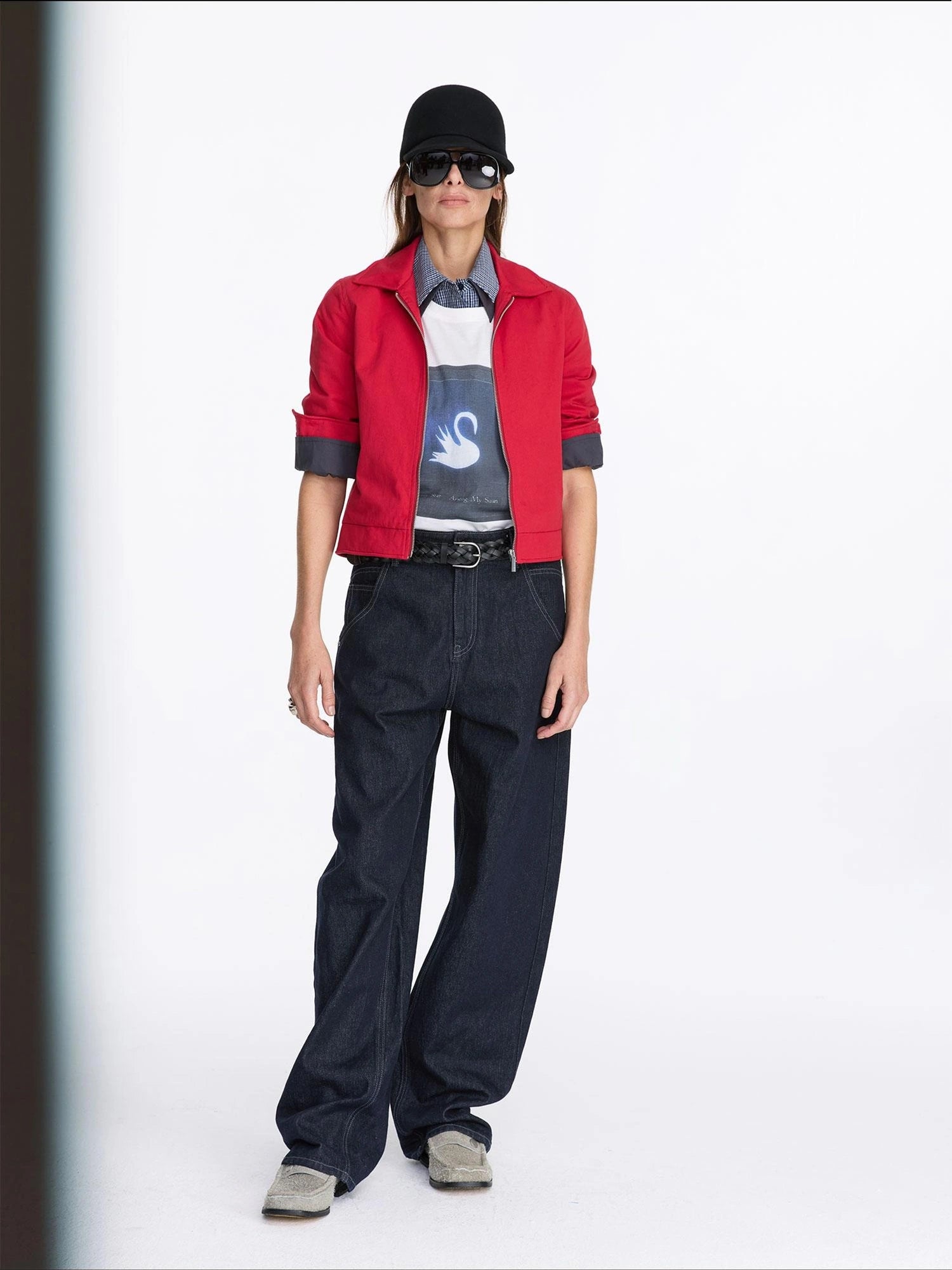 LYUOCHENG Vintage Aluminum Wire Trim Denim Jacket