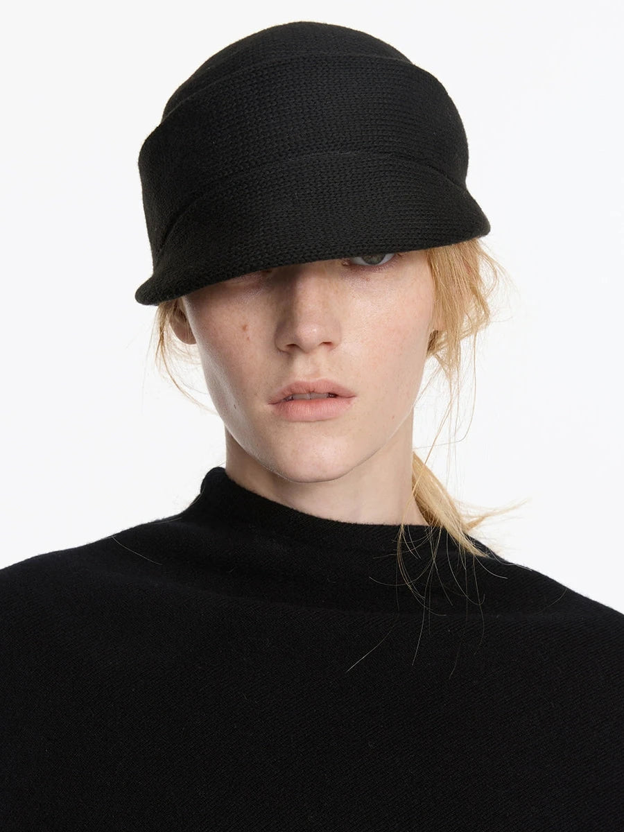 Vintage Autumn Knit Cloche Hat With Short Brim